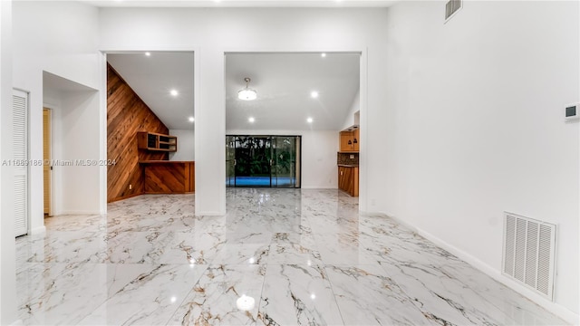 interior space with wood walls