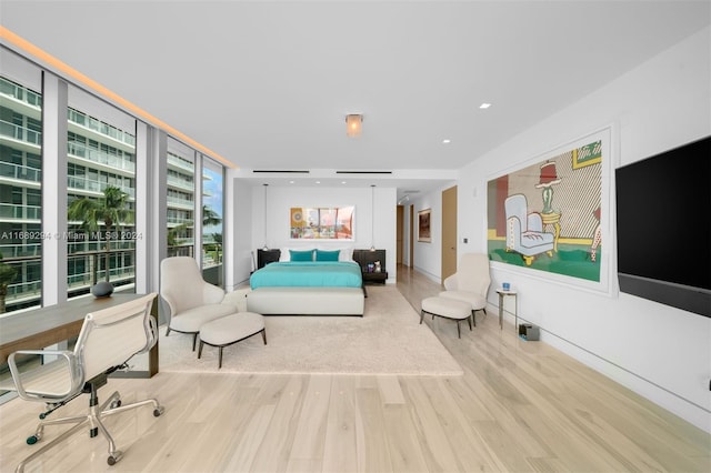 bedroom featuring light hardwood / wood-style flooring