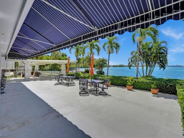 view of patio / terrace featuring a water view