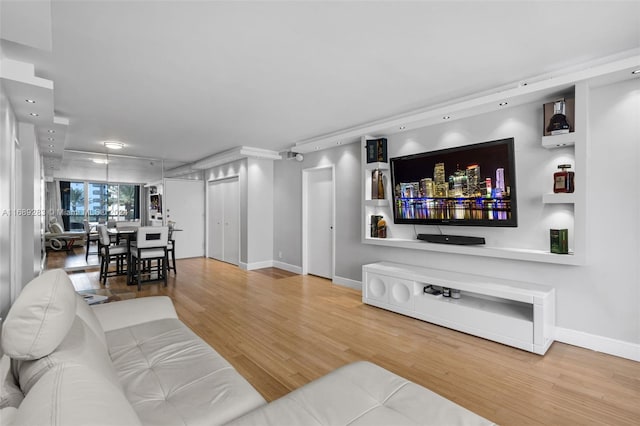 living room with wood-type flooring