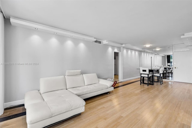 living room featuring light wood-type flooring