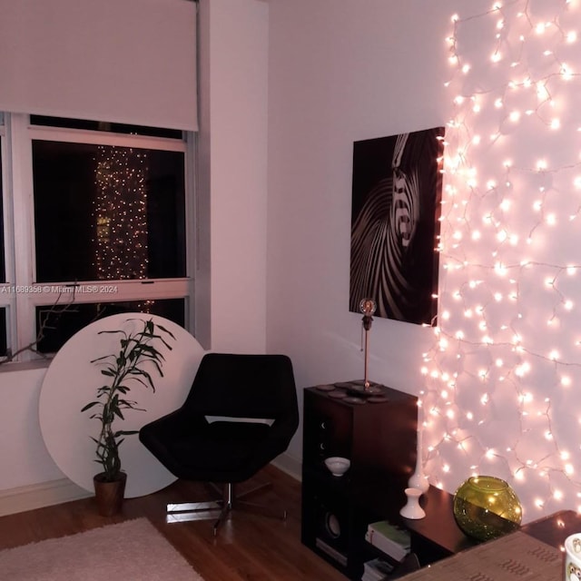 living area featuring hardwood / wood-style floors