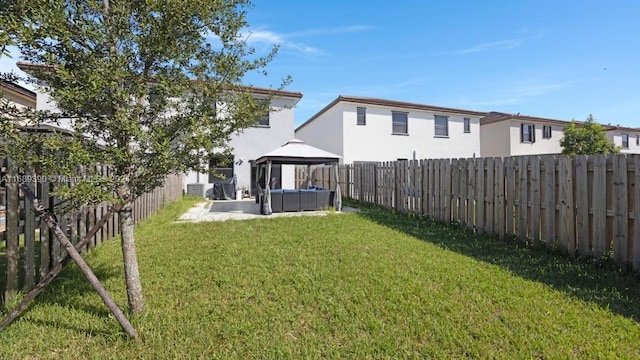 view of yard with a gazebo and a patio