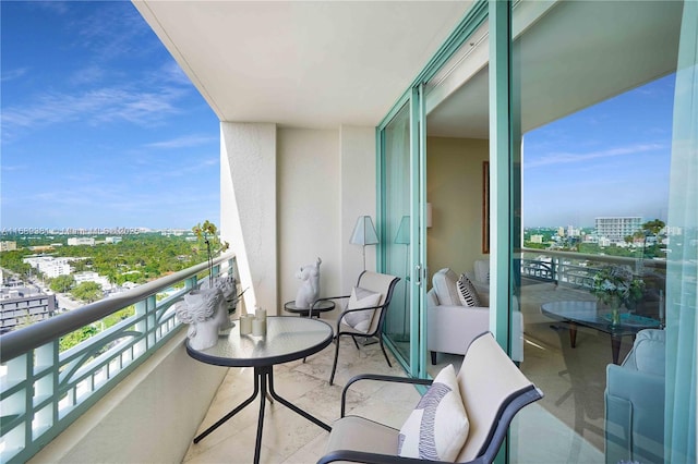 balcony featuring a city view