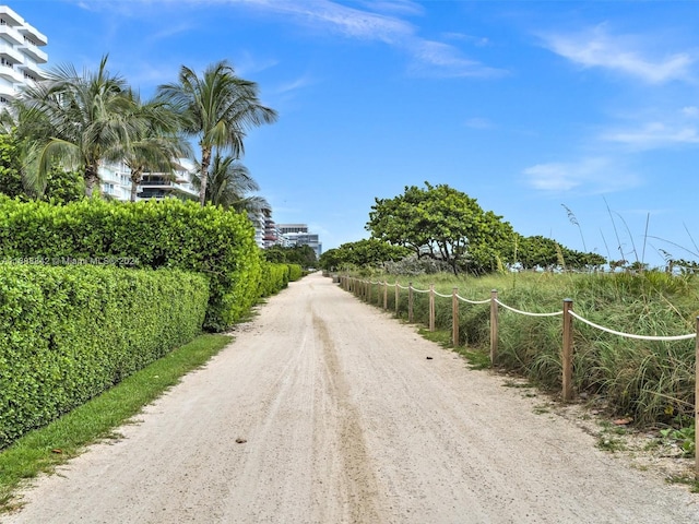 view of road with a rural view