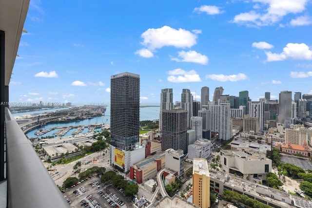 view of city with a water view