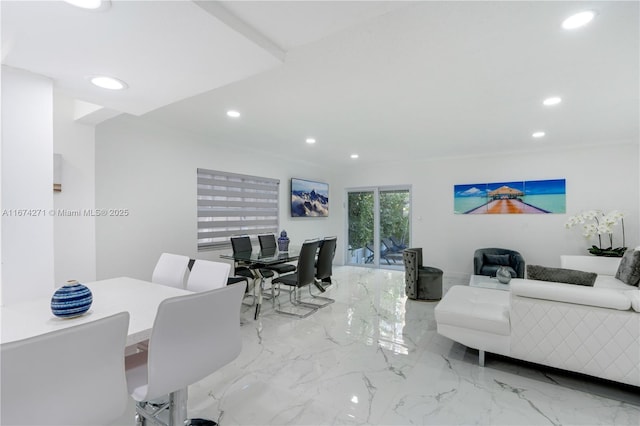 interior space featuring crown molding