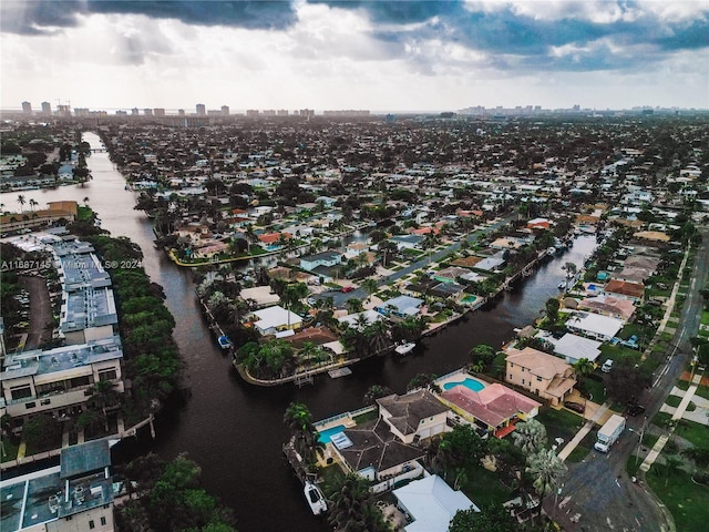 bird's eye view featuring a water view