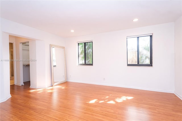 empty room featuring a healthy amount of sunlight and light wood-type flooring