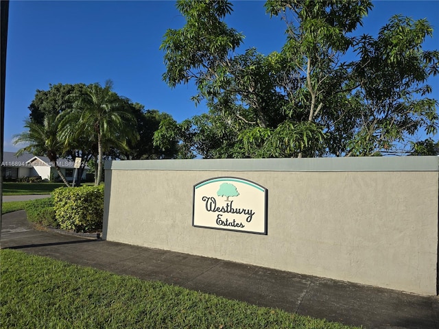 view of community sign