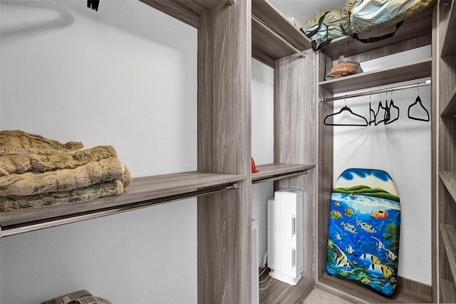 walk in closet featuring hardwood / wood-style floors