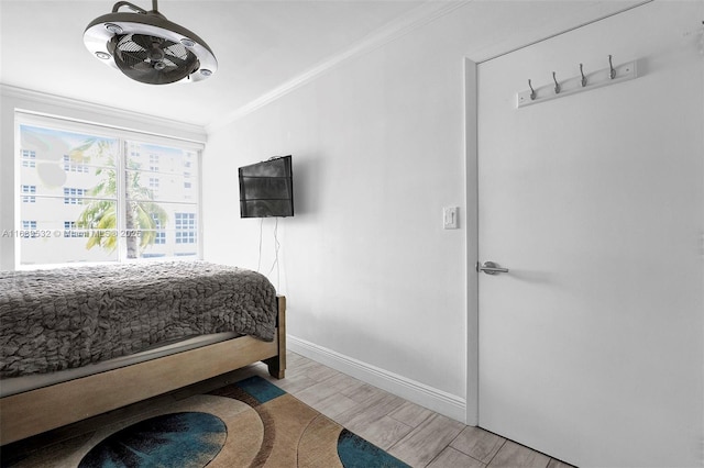 bedroom featuring ornamental molding