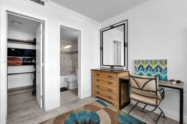 office area with crown molding