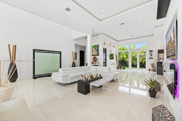 bedroom with a tray ceiling