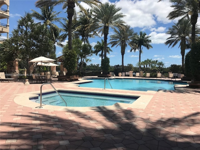 view of pool featuring a patio area