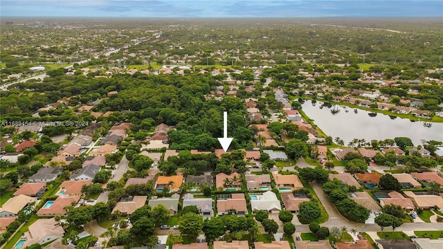 bird's eye view featuring a water view