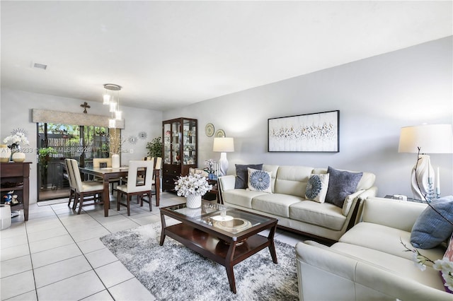 view of tiled living room