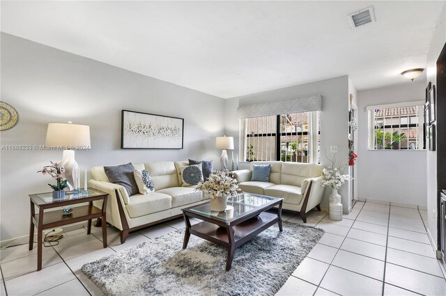 view of tiled living room