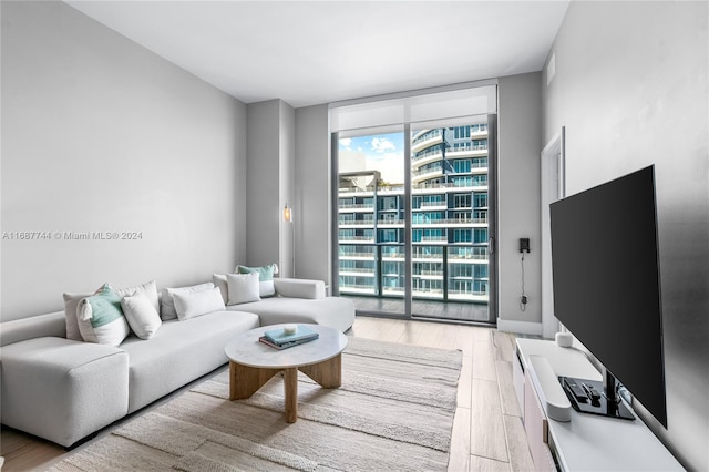 living room with hardwood / wood-style flooring