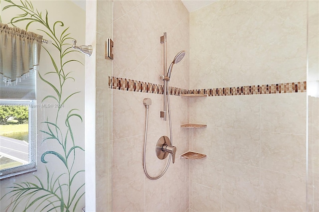 interior details featuring tiled shower