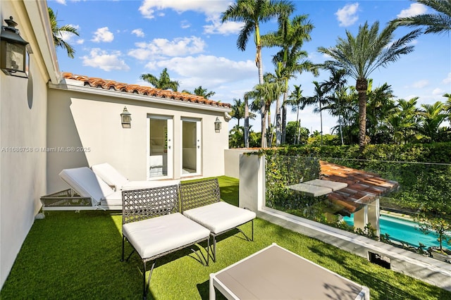 view of patio / terrace featuring french doors