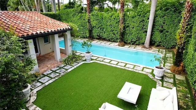 view of pool featuring a patio