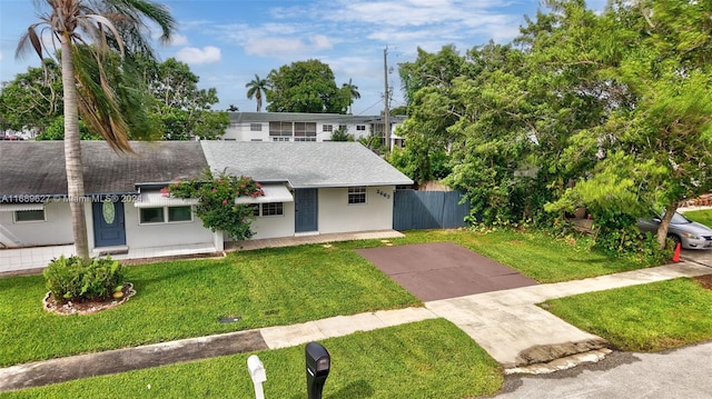 view of front facade with a front yard