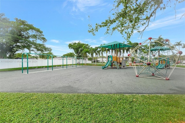 view of play area with a yard