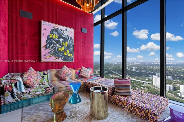 1451 Brickell Ave Ph 54, Miami, FL 33131 - living room with healthy amount of natural light, a view of city, and expansive windows