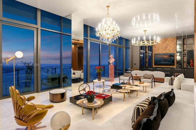 1451 Brickell Ave Ph 54, Miami, FL 33131 - common area with expansive windows and a high ceiling