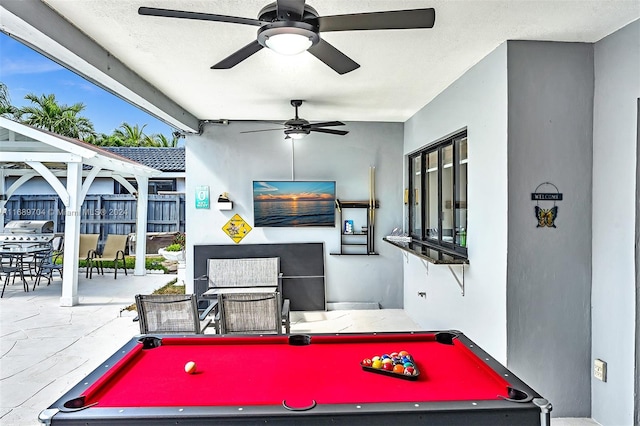 view of patio / terrace featuring grilling area and ceiling fan