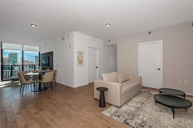 living room featuring light hardwood / wood-style flooring