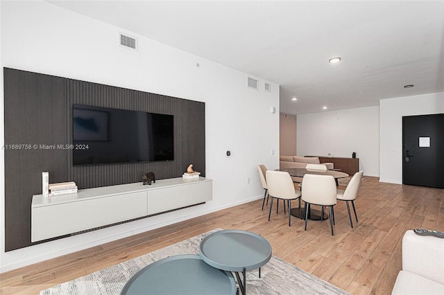 living room featuring light hardwood / wood-style floors