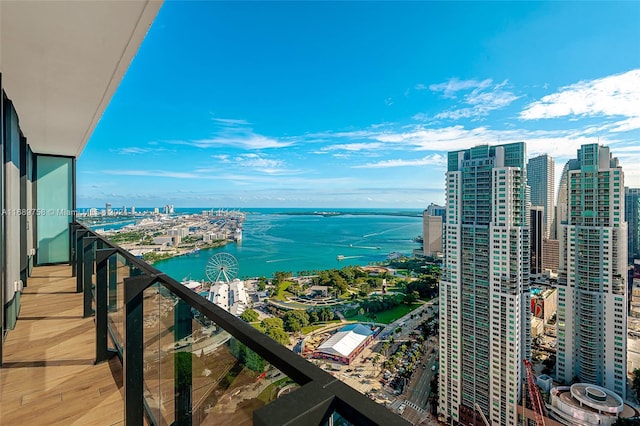 balcony with a water view