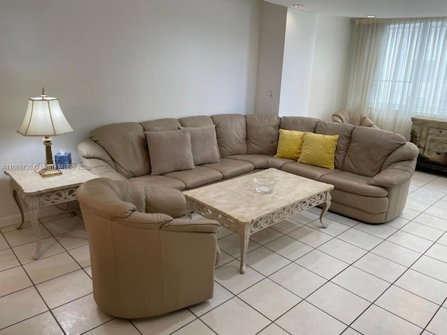 view of tiled living room