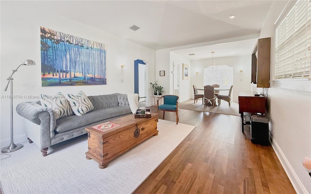 living room featuring hardwood / wood-style flooring