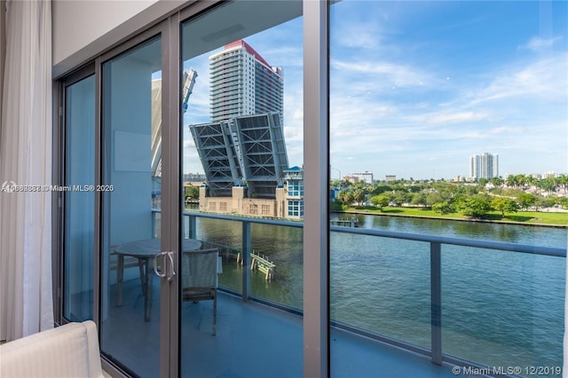 balcony with a water view