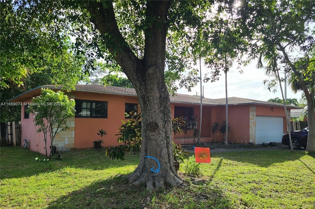 exterior space with a garage