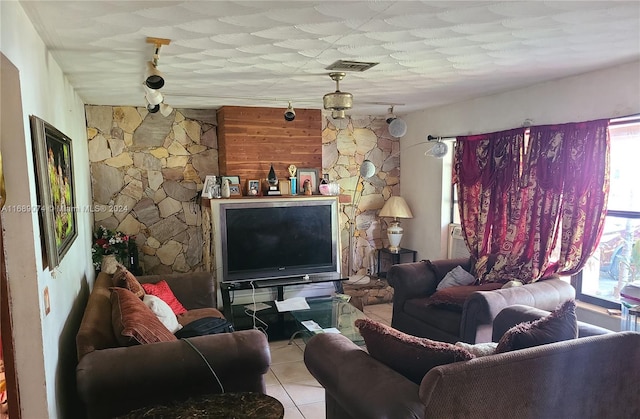 view of tiled living room