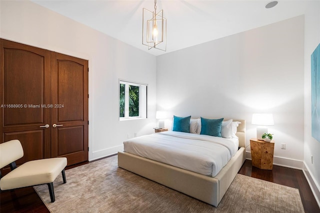 bedroom featuring dark hardwood / wood-style floors