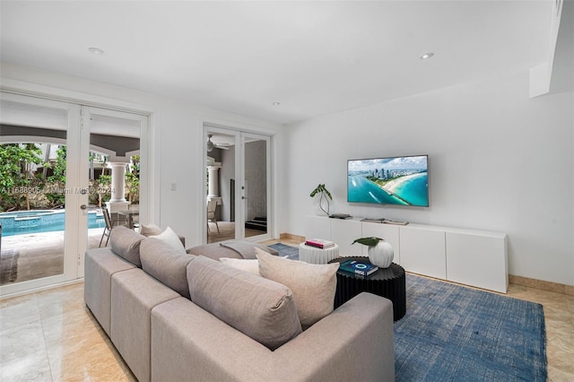 living room with french doors