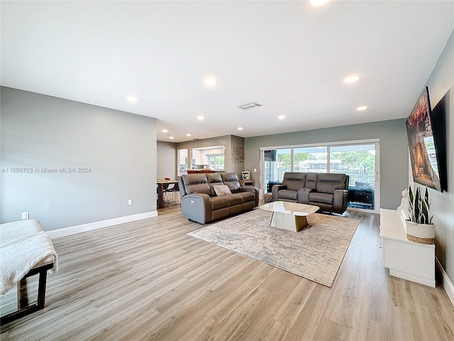 living room with light wood-type flooring