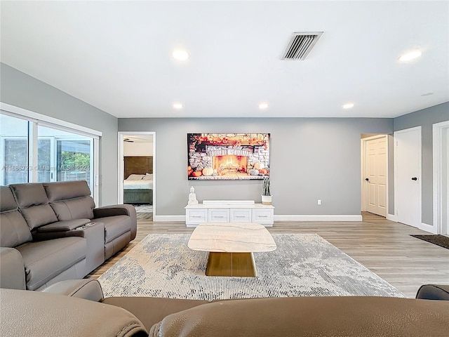 living room featuring light hardwood / wood-style floors