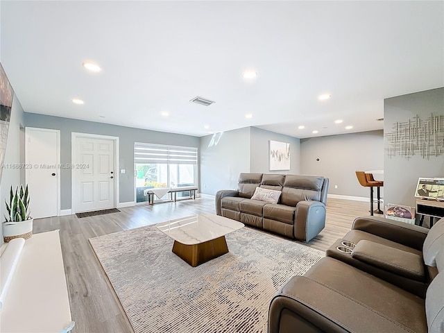 living room featuring light hardwood / wood-style flooring