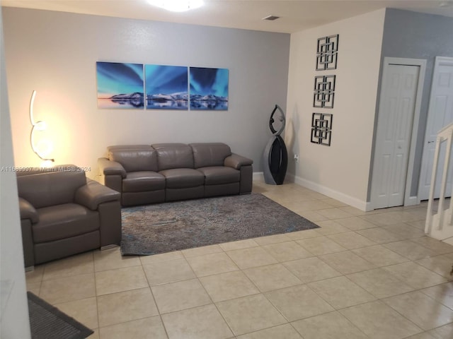 view of tiled living room