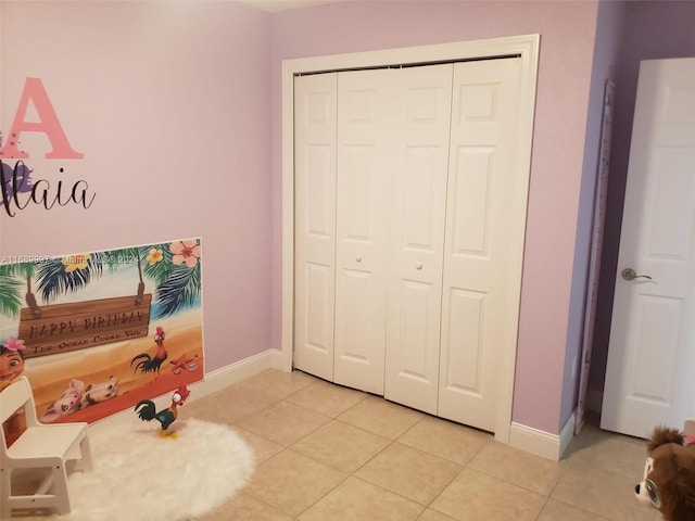 interior space featuring light tile patterned floors