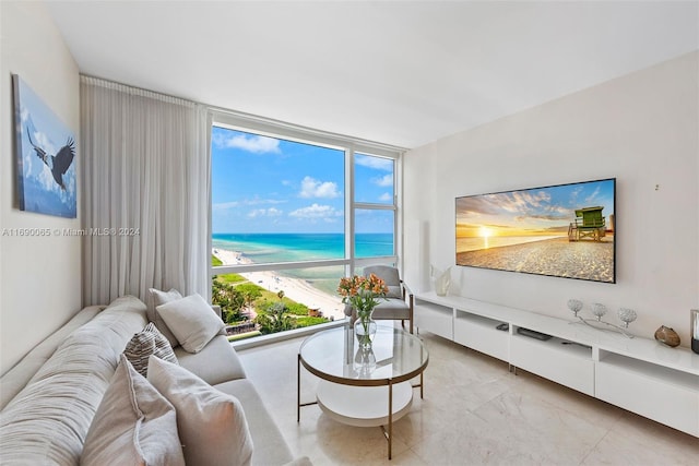 living room featuring expansive windows