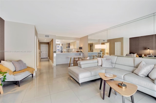 view of tiled living room