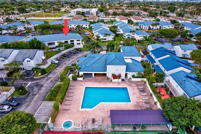 21300 San Simeon Way Unit K2, Miami, FL 33179 - aerial perspective of suburban area featuring a pool area