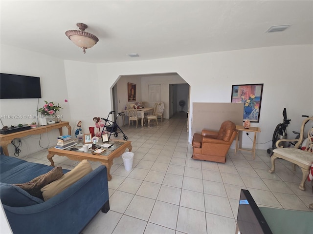 view of tiled living room